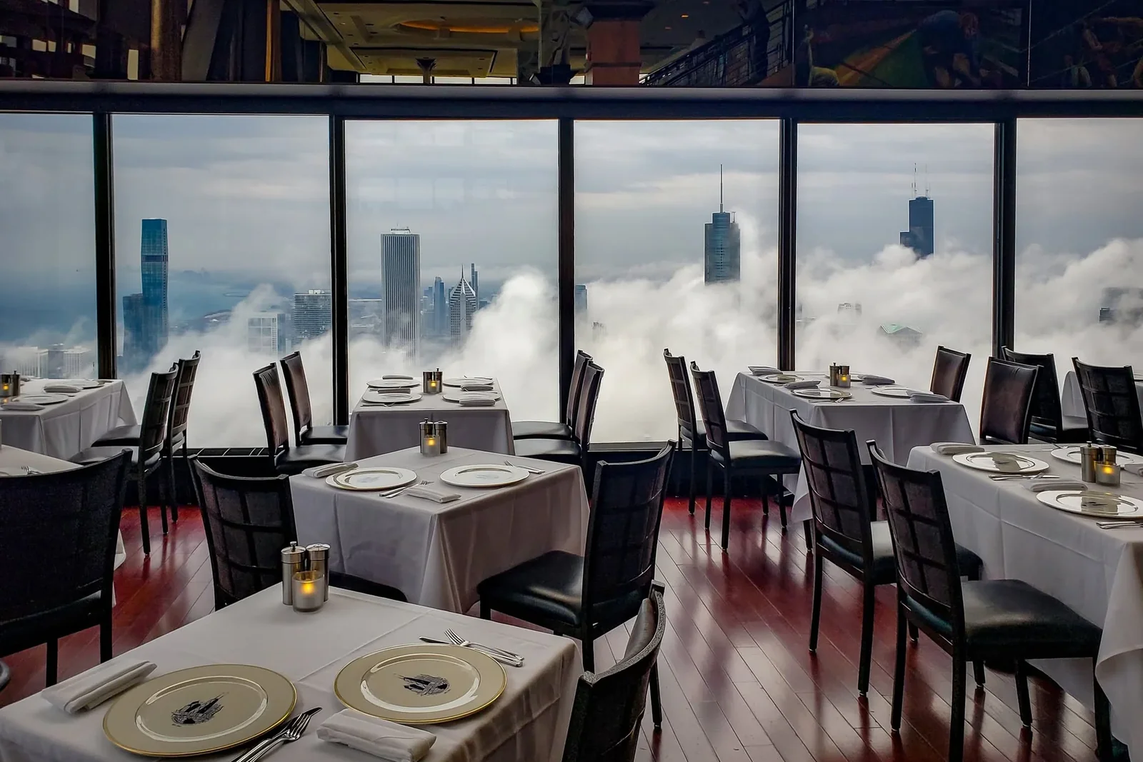 Chicago skyline above the clouds from the Signature Room