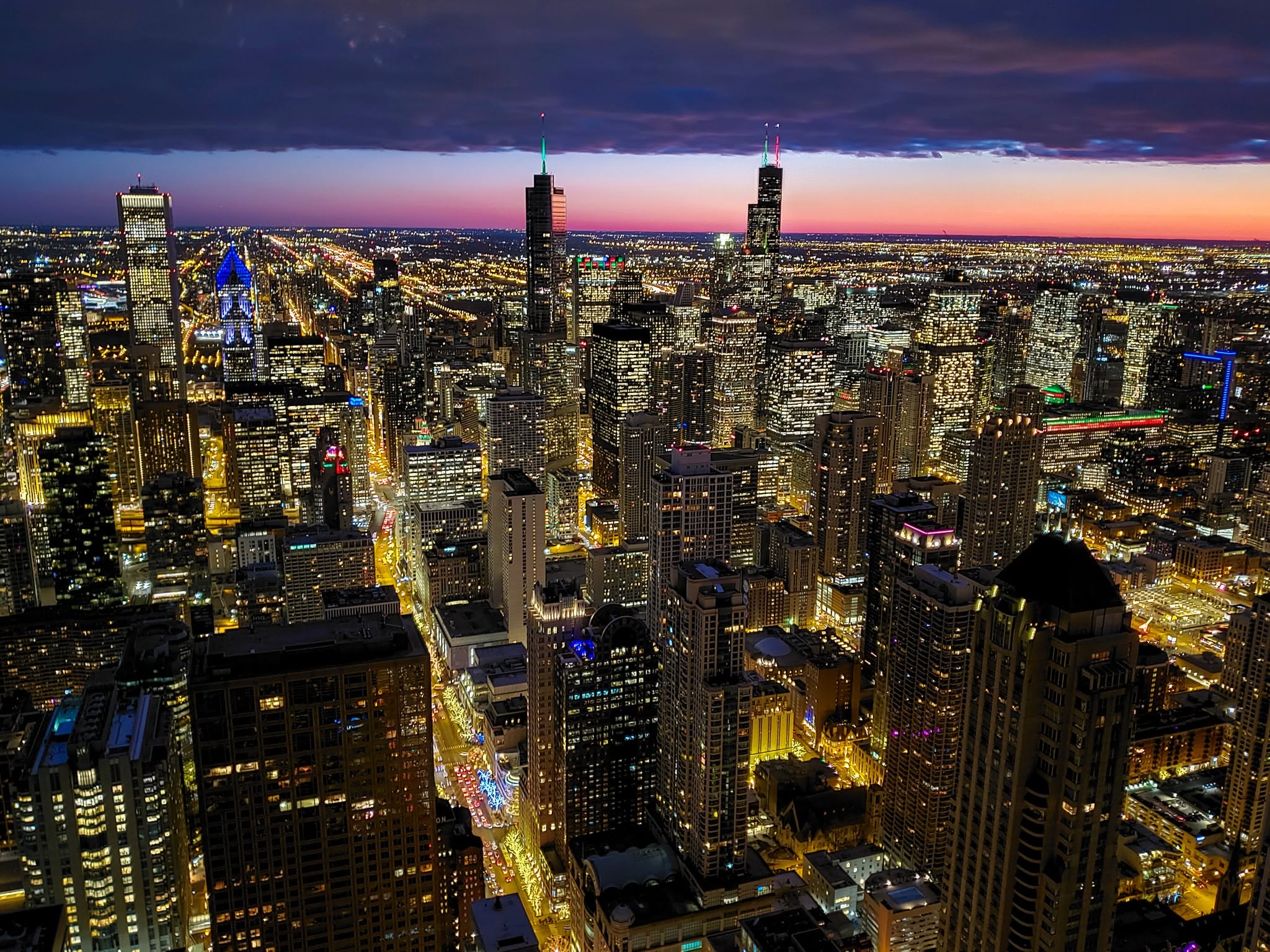 The Chicago skyline at blue hour