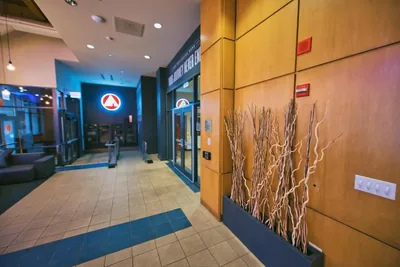 Lobby at HI Chicago \u2014 the J. Ira and Nicki Harris Family Hostel