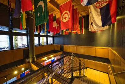 Lobby at HI Chicago \u2014 the J. Ira and Nicki Harris Family Hostel