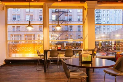 Lobby at HI Chicago \u2014 the J. Ira and Nicki Harris Family Hostel