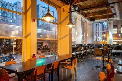 Lobby at HI Chicago \u2014 the J. Ira and Nicki Harris Family Hostel