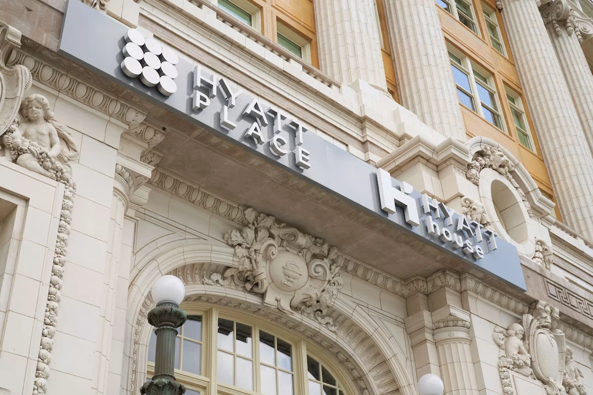 Hyatt House and Hyatt Place inside the restored 1914 Cook County Hospital, a Classical Revival landmark