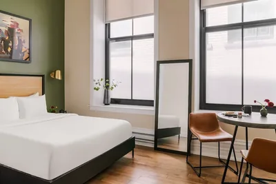 Guest room at LIVN Chicago