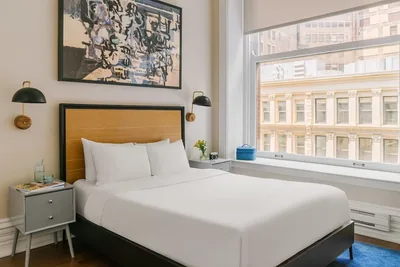 Guest room at LIVN Chicago