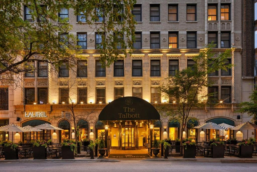 The Talbott exterior at night